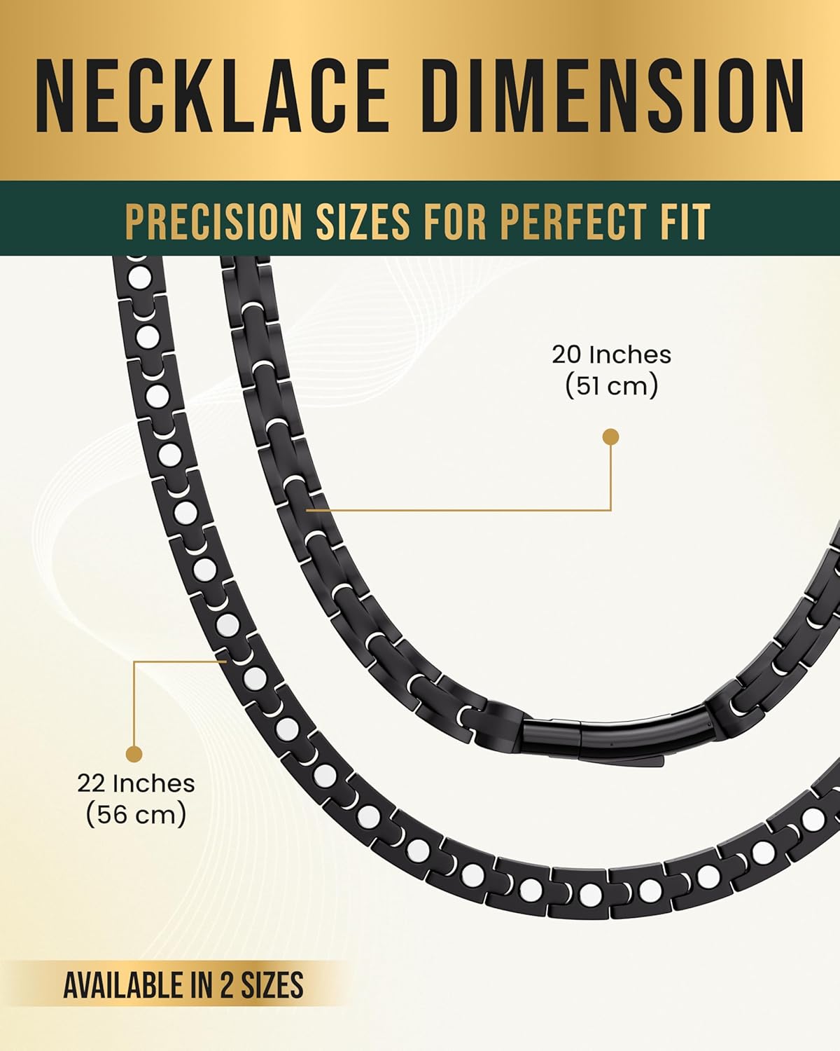 MagnetRX® Titanium Magnetic Necklace – Ultra Strength Magnetic Necklaces for Men & Women – Effective Mens Titanium Necklace with 55 Magnets (Black, 20 Inches)