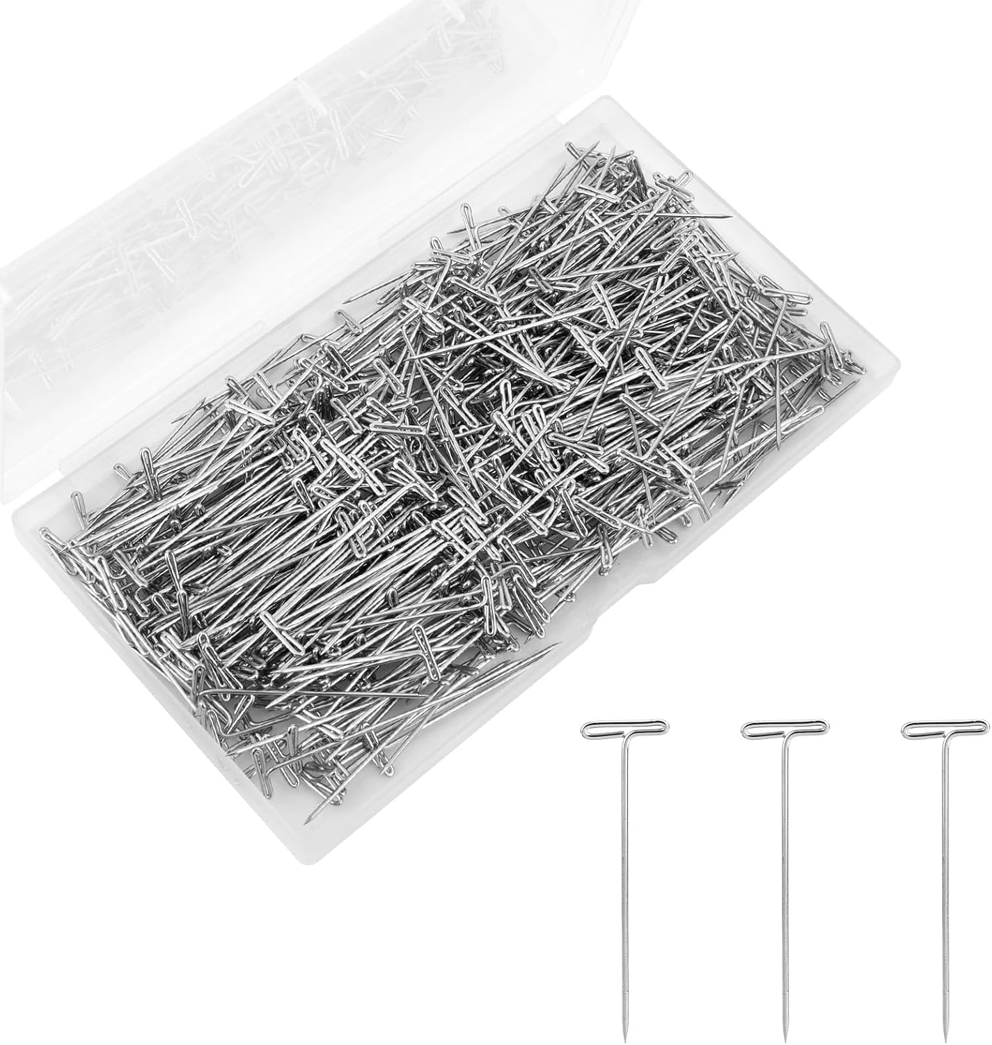 500pcs Wig Pins, 2in Jewelry & Sewing T-Pins Metal T Needle for Jewelry Wig Making Picture Hanging DIY Crafts Supplies