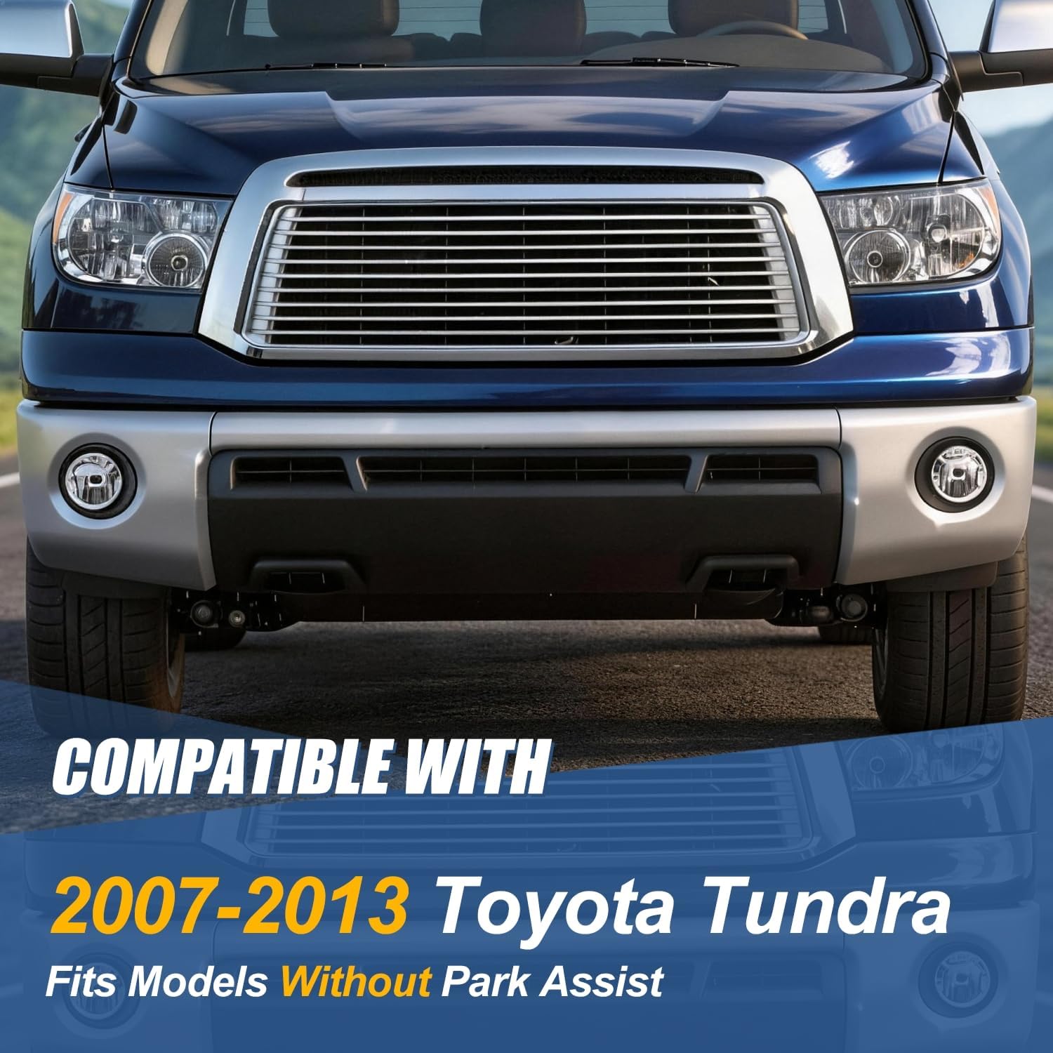 Auto Dynasty Front Bumper Impact Face Bar Compatible with 2007-2013 Toyota Tundra, Non Parking Sensor Holes, Polished Chrome TO1002182