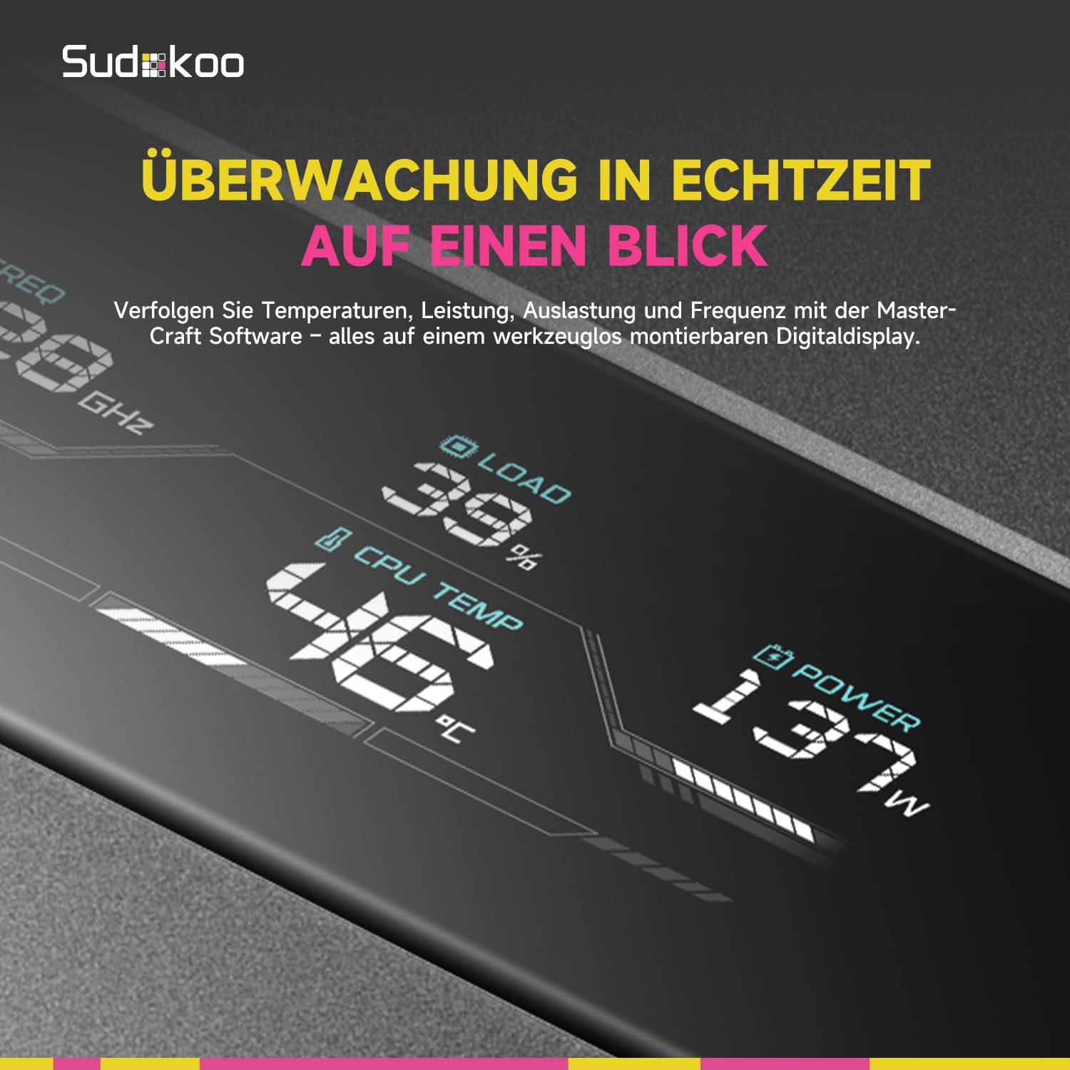 Sudokoo SK620V CPU Kühler AM5: CPU Cooler mit Digital Display, AM5 Exklusiv, Prozessorlüfter mit 2 x 120mm PWM FDB PC Lüfter, 6 Heatpipes, Dual Tower, Werkzeuglose Lüftermontage, Einfache Montage