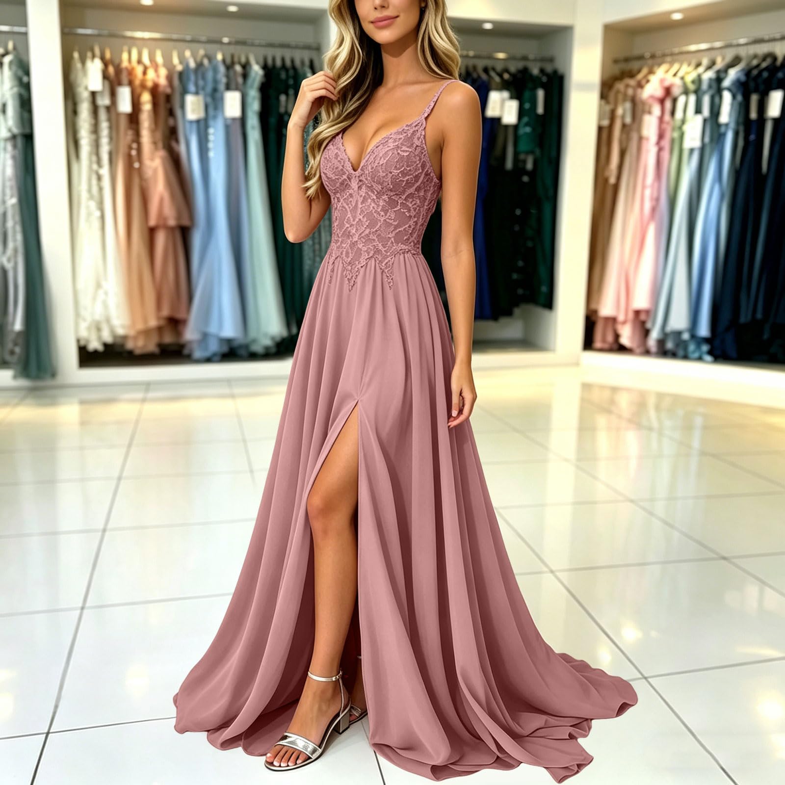 Vestidos de Boda Invitada Vestido de Fiesta con Abertura Alto Sexy Vestido Fiesta para Damas Honor Vestidos Largo para Bodas y Eventos Formales