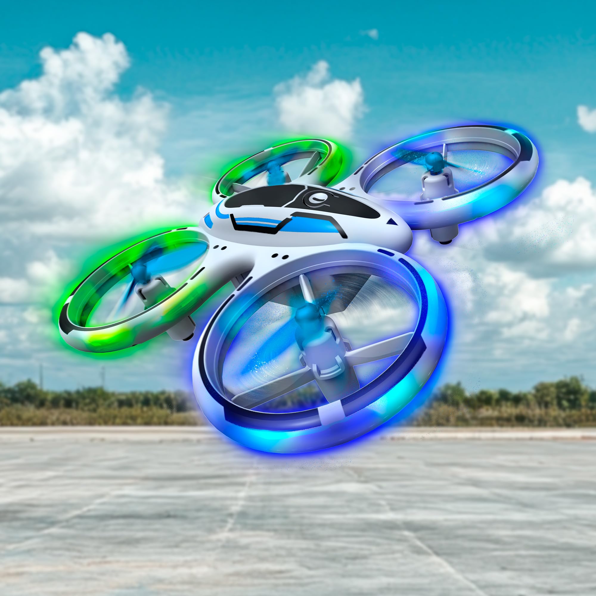 Bizak Neon dron akrobacyjny z niebieskimi i zielonymi światłami LED, stabilny lot + akrobatyka 360°, +8 lat, (62004827)