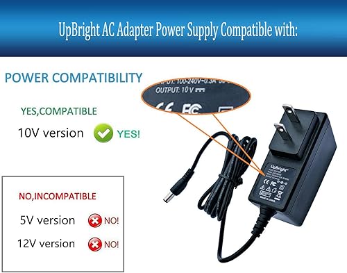 Miniatura 4 de UpBright Adaptador de 10 V CA/CC compatible con Dogtra Super-X 3502NCP ARC 1900S 1902S EDGE 2300NCP 2500T&B 3500NCP Collar HK-AJ-100A150-US