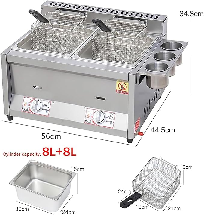 Estufa de Gas Comercial Doble Quemador 8L Acero Inoxidable miniatura 2
