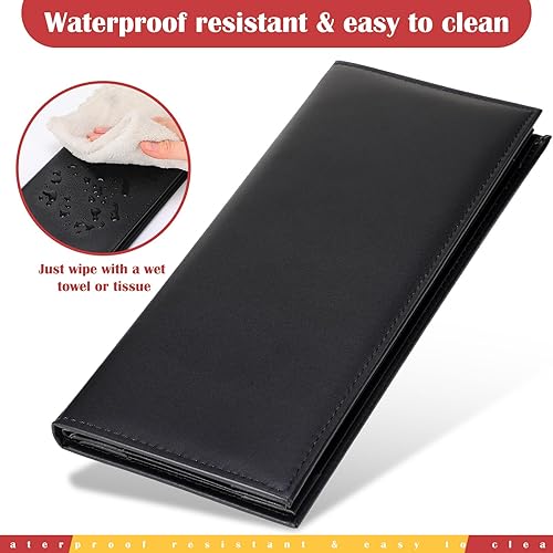 Miniatura 4 de Jexine Fundas negras de menú impermeables para restaurante, cafetería, bar, de piel sintética, libro de menú de 4 pliegues con esquinas en ángulo