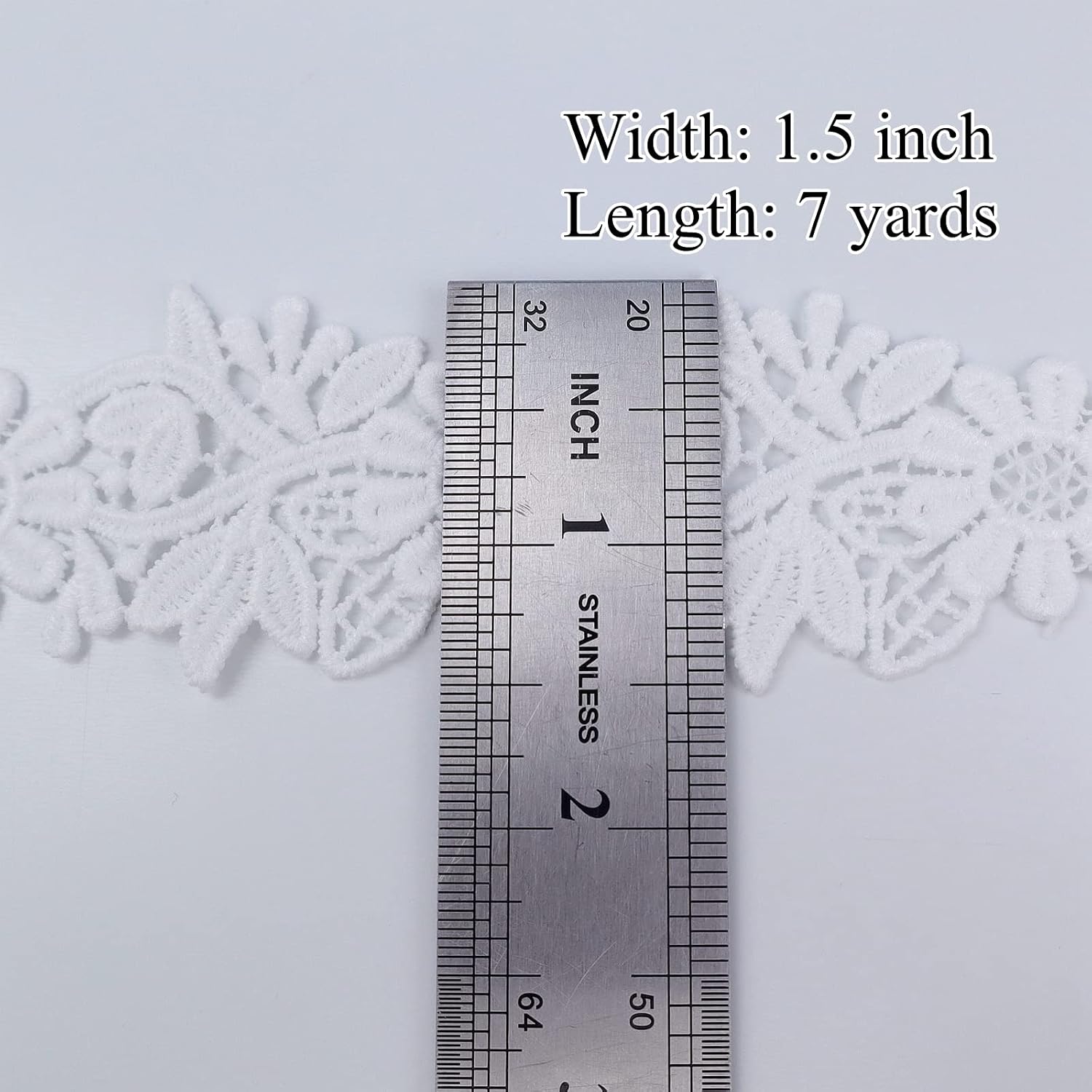 White Lace Trim 7 Yards Venise Lace Ribbon Embroidery Trim Floral Craft for Sewing, DIY Crafts, Costumes, Gowns, Home Decor