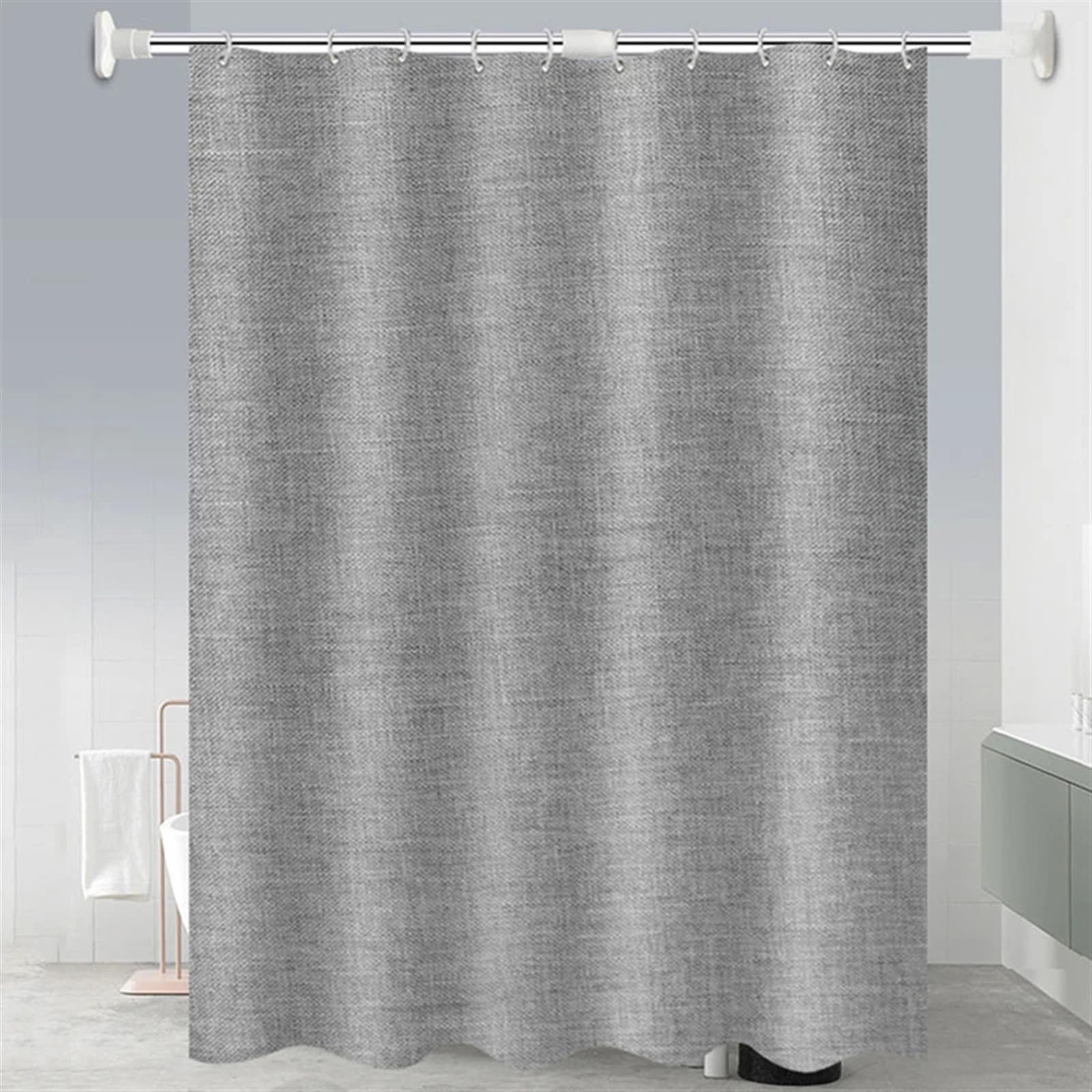 Tenda Vasca Da Bagno Tenda da doccia impermeabile in tessuto di lino finto, tende bagno, tinta unita, grande e ampia, con ganci(Dark khaki,180x200cm WxH)