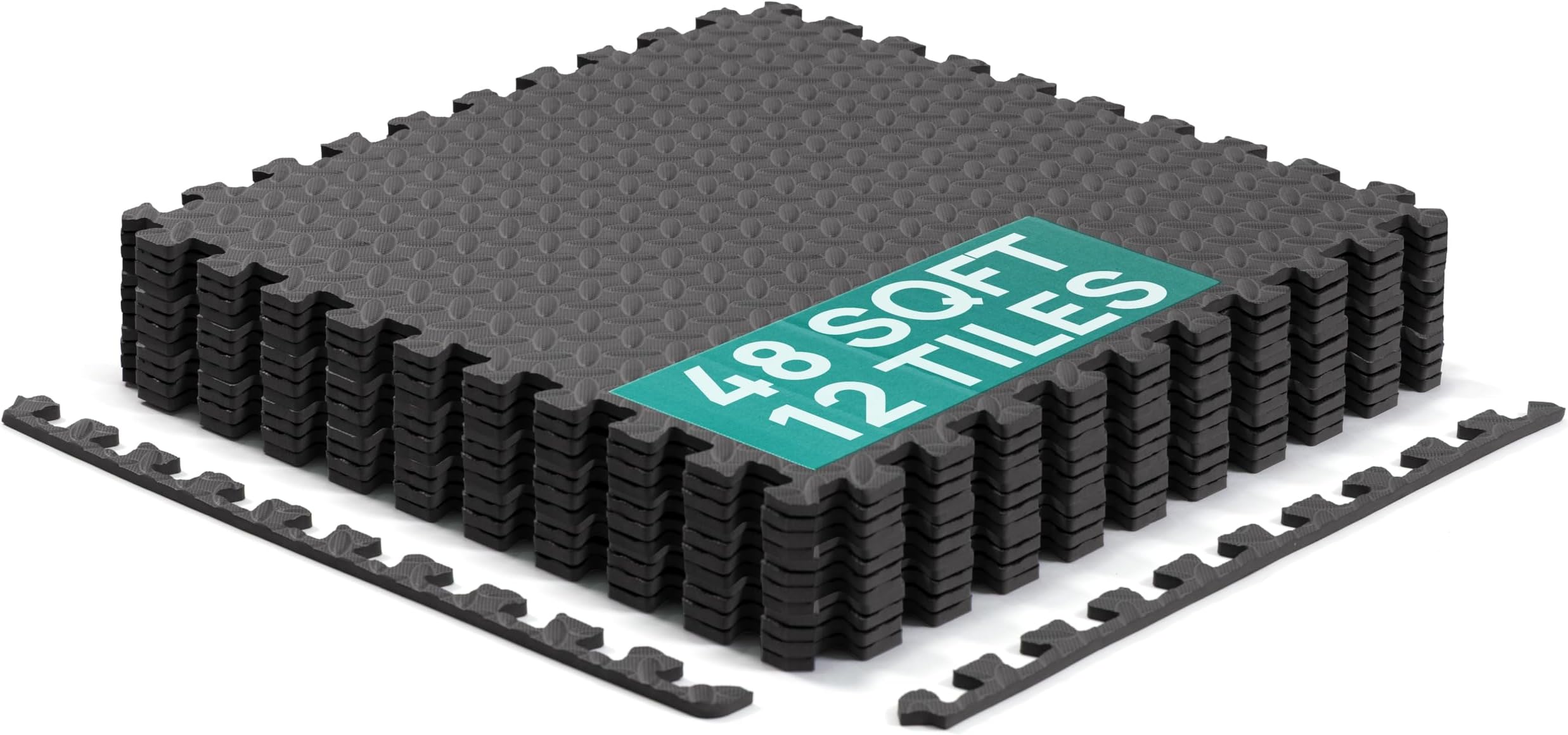 Yes4All (イエスフォーオール) EVAインターロッキングマット パズルフロアタイル フォームフロアパッド ボーダー付き 家具、ホームスペース、リビングルーム、ガレージ用 48平方フィート
