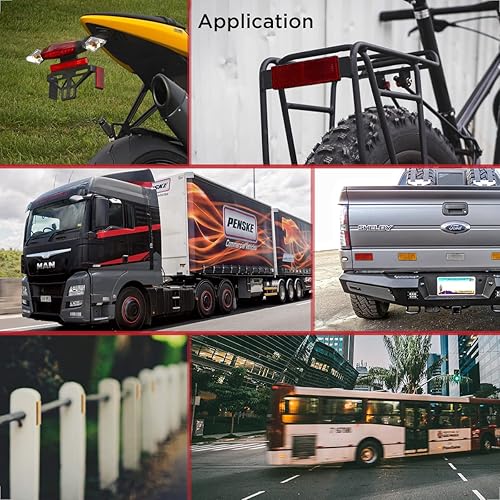 Miniatura 3 de Evermotor 2 calcomanías rectangulares de motocicleta reflectores rojos reflector de seguridad de 6.53 pulgadas, tiras reflectantes adhesivas para