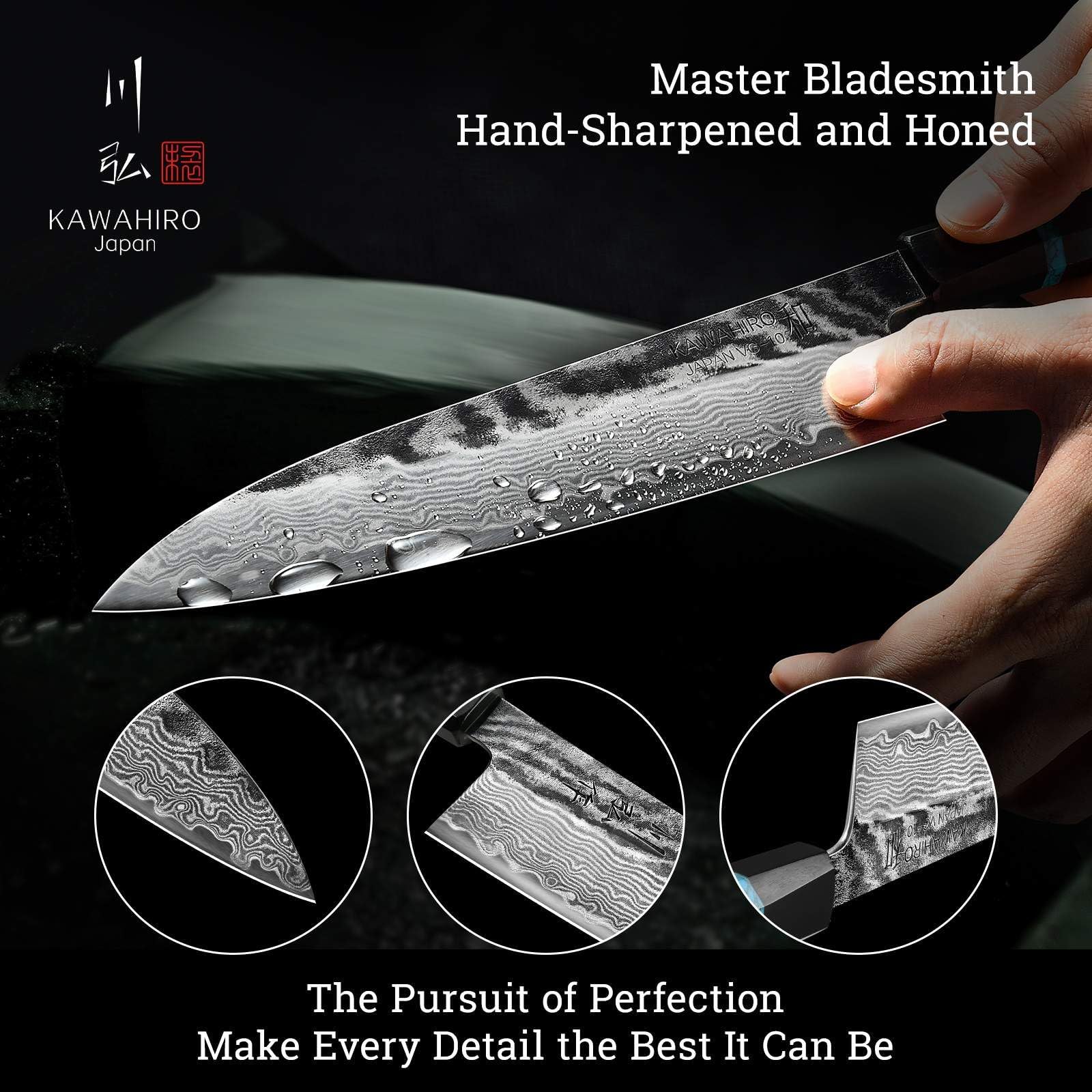 KAWAHIRO Japanese Chef Knife 8.27", Hand Forged VG10 Damascus Kitchen Knife — Amazon image 3