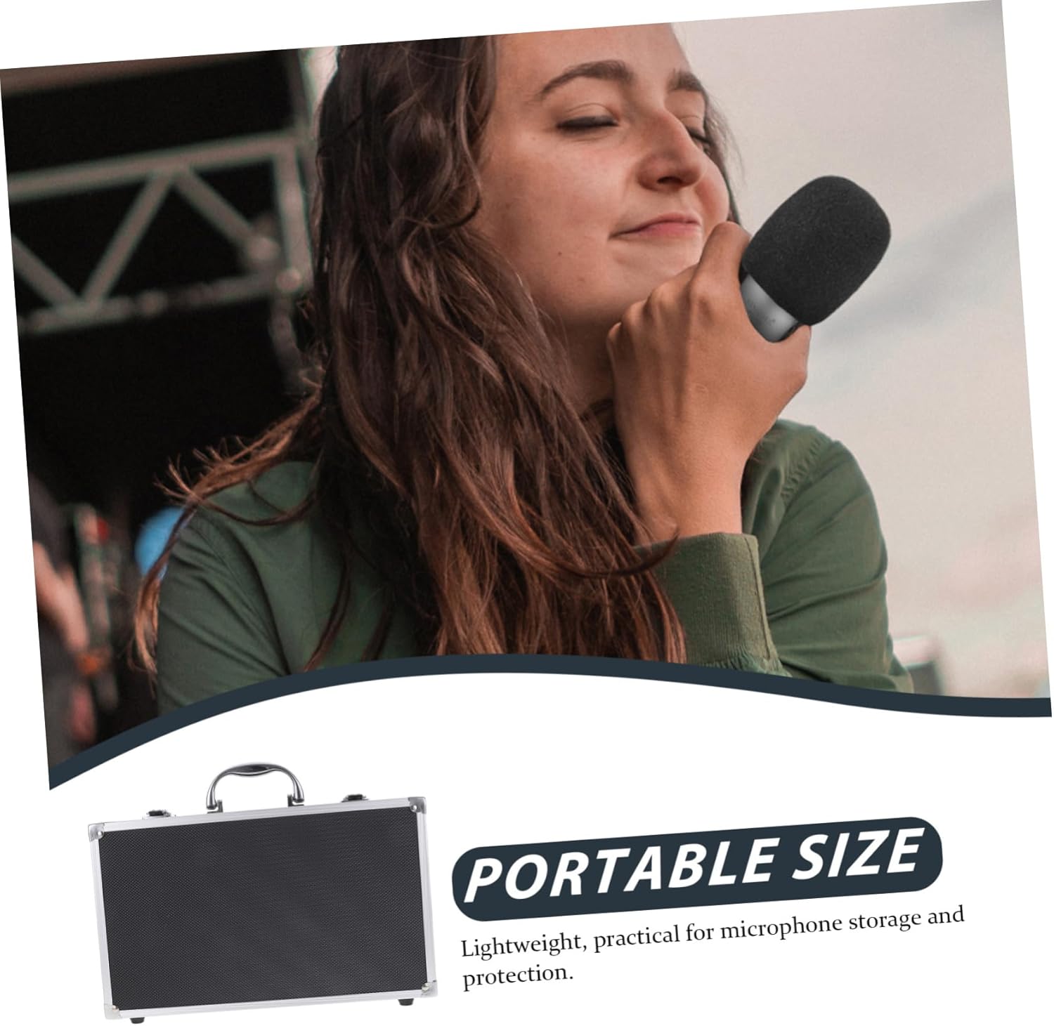 Protective Microphone Organizer Box for Two Wireless Microphones Lightweight Aluminum Storage Case for Ktv and Audio Equipment