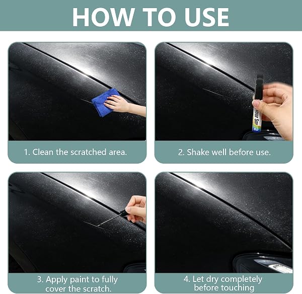Bellanova Lackstift Auto 12ml x 2, Kratzer Reparatur für Autolack, für kleine Kratzer und Steinschläge, geeignet für Türen Stoßstange Felgen (Schwarz Perleffekt) - 5