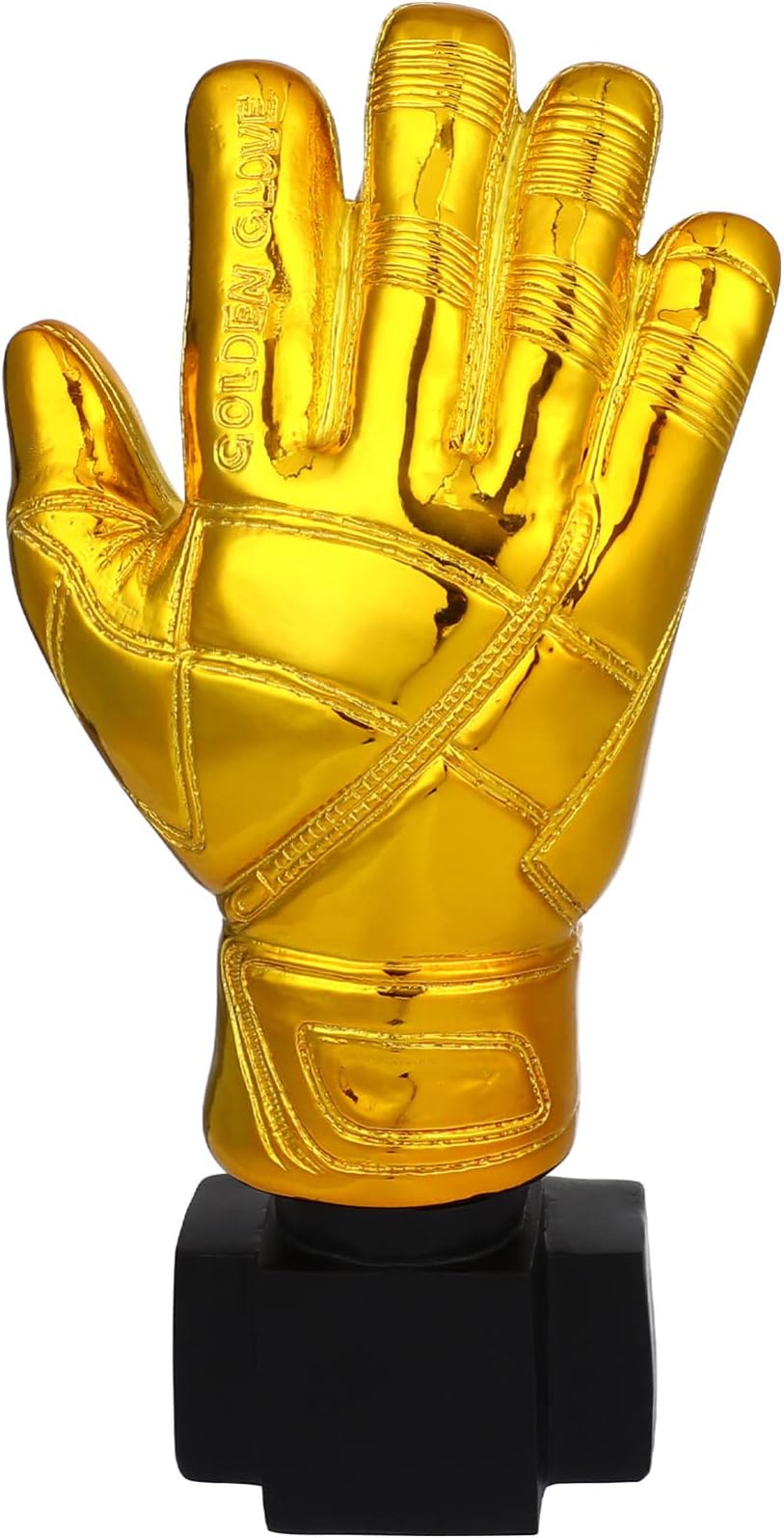 Healifty Golden Glove Trophy - Gold Plated Soccer Goalkeeper Trophy - Resin Material - Size 13.5x26CM - Golden Color - Suitable for Kindergarten, School, Company - Party Favors