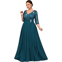MISSMAY Women's Plus Size Formal V Neck Mother of the Bride A-Line Dresses