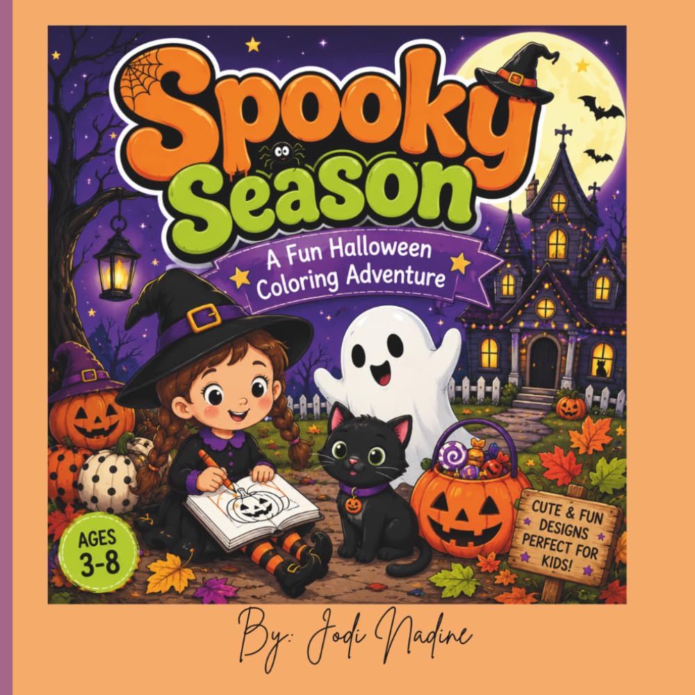 Spooky Season Coloring Book: Easy Halloween Coloring Book | Adorable Ghosts, Black Cats, Pumpkins, Witches & Autumn Fun for Young Artists
