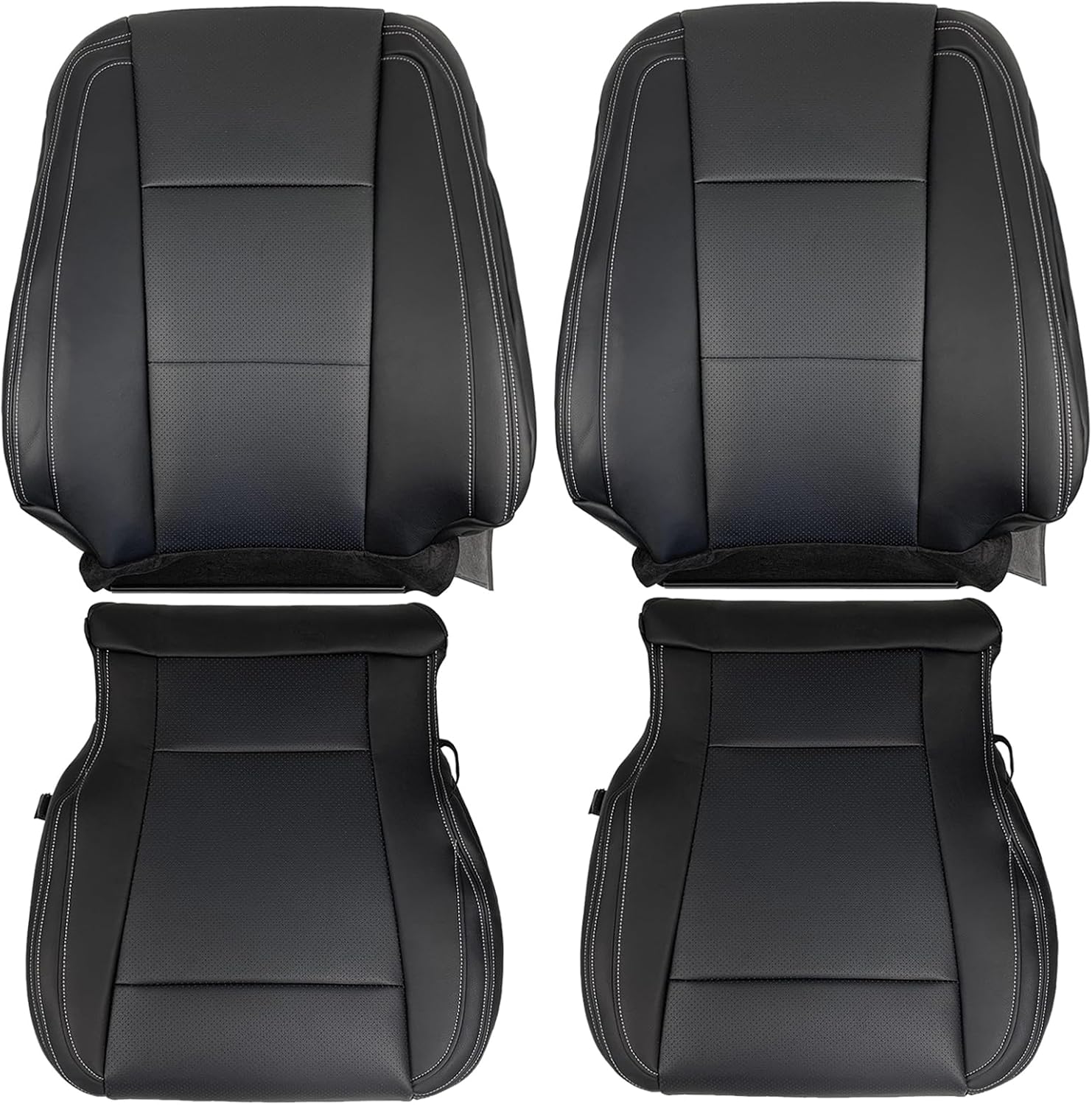 Driver & Passenger Bottom and Top Lean Back Seat Cover Compatible with Ford F150 2015-2017 Replacement Front Left & Right, Black