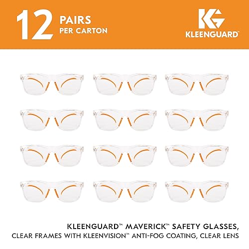 Miniatura 2 de KleenGuard V30 Maverick - Gafas de seguridad (49301), con revestimiento antivaho KleenVision, lentes transparentes, montura transparente, unisex