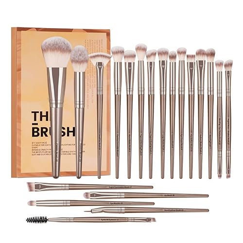 20 brochas de maquillaje, kit de brochas de maquillaje, correctores de sombras de ojos, pinceles de maquillaje, marrón café, suave, agradable a la