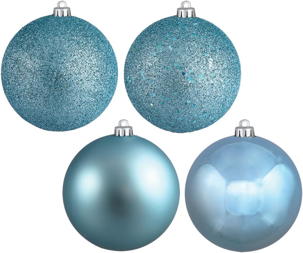 Vickerman 3" Baby Blue 4-Finish Ball Ornament Assortment, 16 per Box
