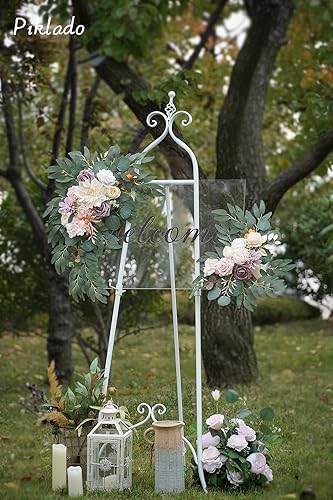 Miniatura 3 de Piklado Juego de 2 guirnaldas de flores sintéticas para bodas, decoraciones florales y letreros de ceremonia de recepción de boda (champán)