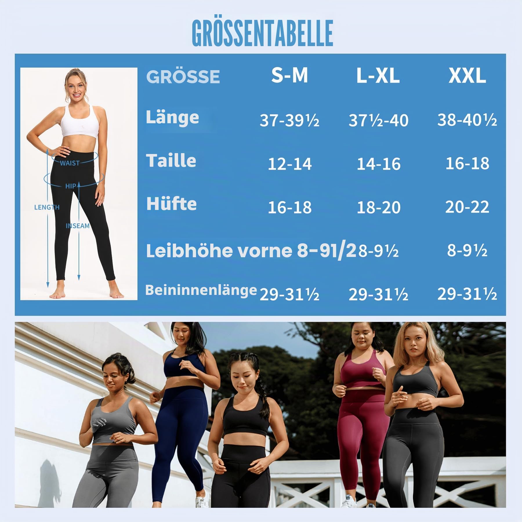 Sundwudu 5er-Pack Leggings mit Taschen für Damen, Bauchkontrolle, hohe Taille, weich, schwarz, Workout-Yogahose