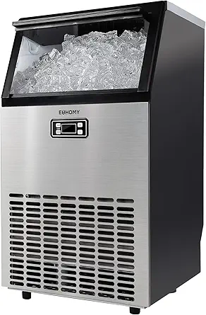 EUHOMY Commercial Ice Maker Machine - 95lbs Daily Production, 33lbs Ice Storage, Stainless Steel Freestanding & Under Counter Ice Maker, Ideal Ice Maker for Home/Bar/Restaurant/Outdoor Activities