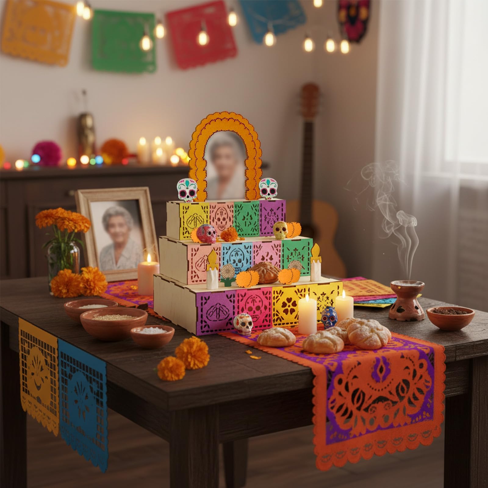 Wooden Sugar Skull Altar Wooden Altar Ofrenda - Traditional Sugar Skull ...
