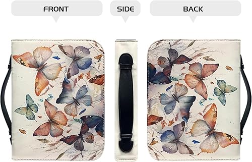 Miniatura 3 de Fundas de Biblia de mariposa personalizadas de cuero para mujeres y niñas, pequeñas con asa y cremallera, fundas de Biblia para estudio bíblico,
