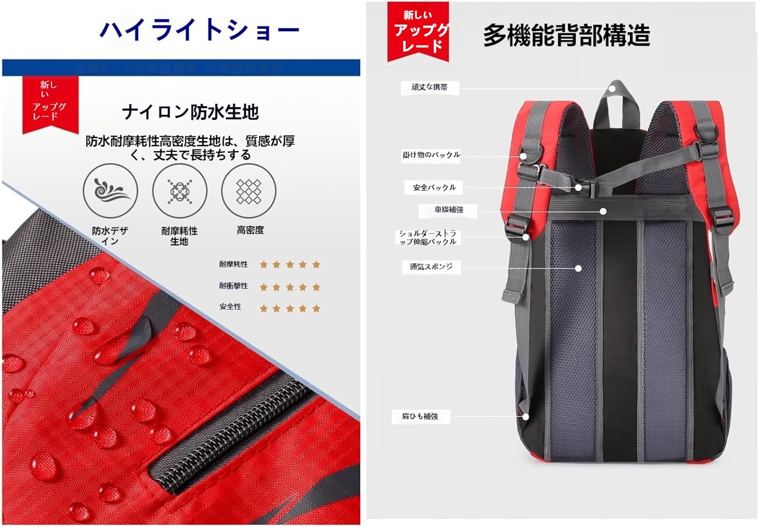 [Ｍedalboy] 登山リュック 40L 防水 旅行のバックパックキャンプハイキングラップトップデイパックトレッキングバックバック