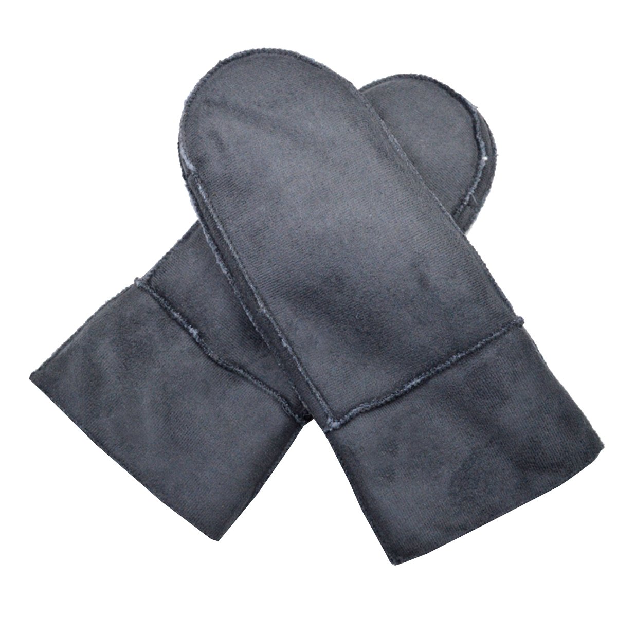 Meliya Men's Grey Thermal Winter Gloves Thick Suede Mittens With Warm Turn Back Cuff,