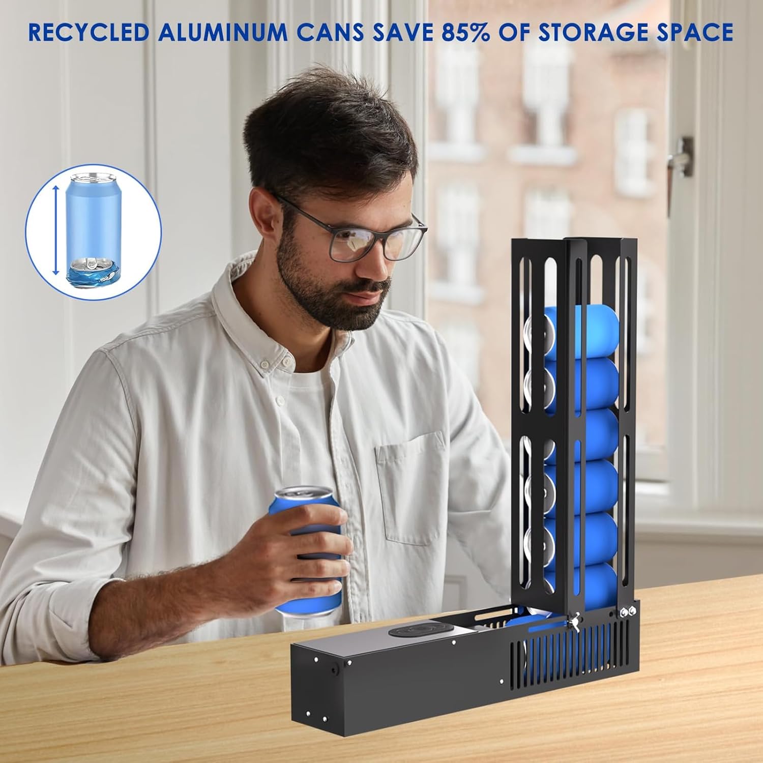 Beer Can Crusher Electric Can Crusher, Automatic Can Crushers for Recycling Aluminum Tin Can Crusher for Recycling 12oz 16oz Cans Fill 8 Cans Beer Cans and Bottles (US Plug)