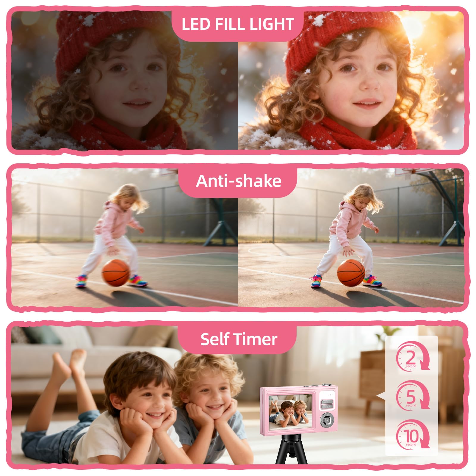 Cámara digital compacta para principiantes y niños, grabación de vídeo HD, dispositivo portátil con zoom de 8X, diseño ligero, perfecta para viajes, uso diario e idea de regalo