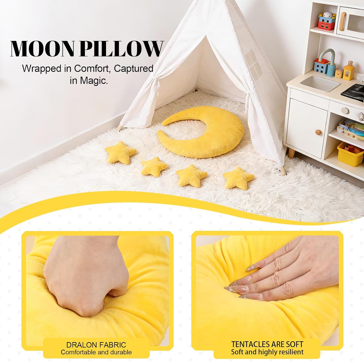 Newborn Photography Props 5Pcs Baby Moon Star Pillow Set Newborn Photography Posing Pillows Adjustable Photography Props, Yellow