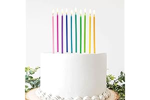40-Count Tall Thin Rainbow Birthday Candles