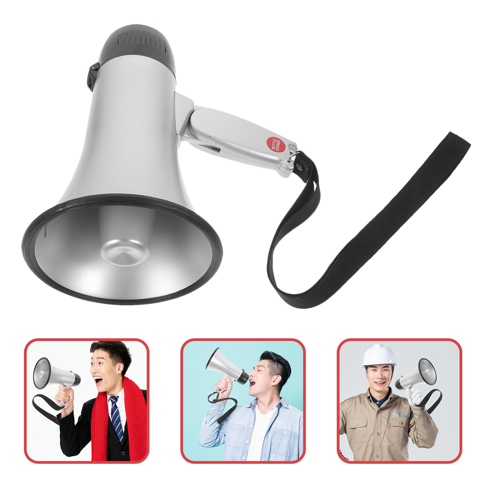 Toyvian Megafono Bullhorn Portatile per Cheer Volume Potente e Comunicazione Chiara in ABS Argento, per Uso Quotidiano e Feste 25w di Potenza