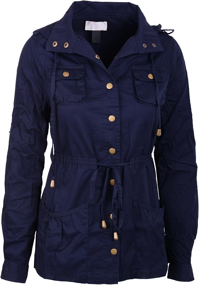 Womens Long Versatile Anorak Hoodie Lightweight Button Down Shirt