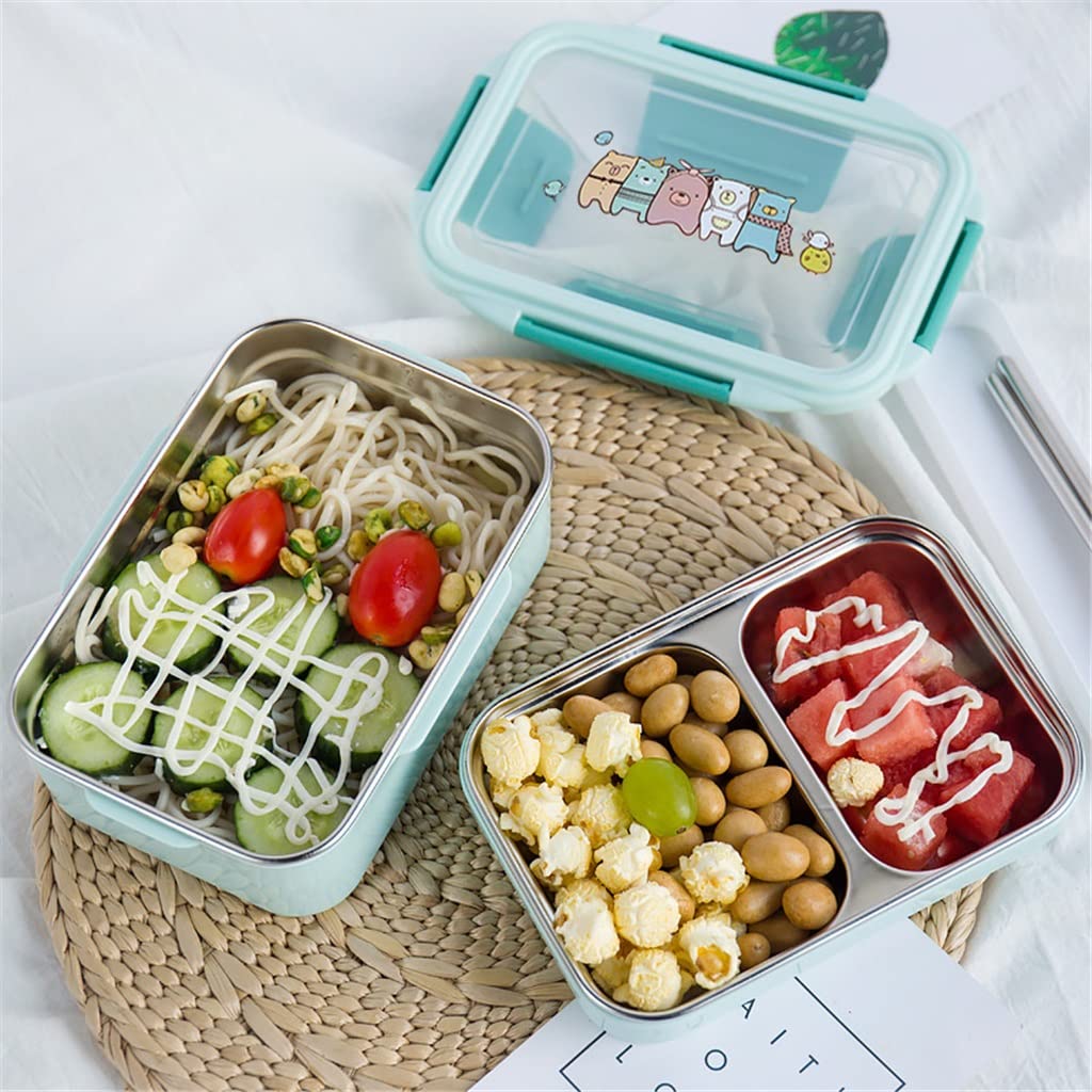 Carino Scatola di Pranzo in Acciaio Inox Doppio Strato Ufficio Portatile Bento Box Esci Il Trasporto Bento Box(3-Pack)