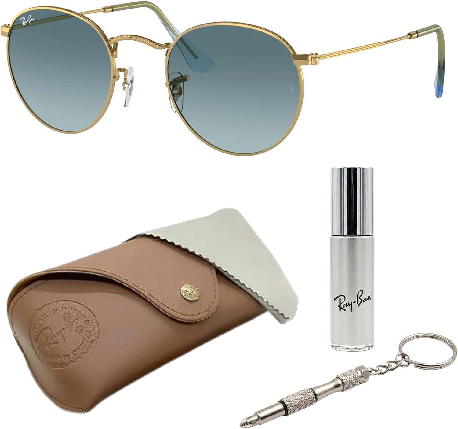 Ray-Ban RB3447 ROUND METAL Round Shaped Sunglasses for Men & Women with Official RAYBAN Eyewear Kit