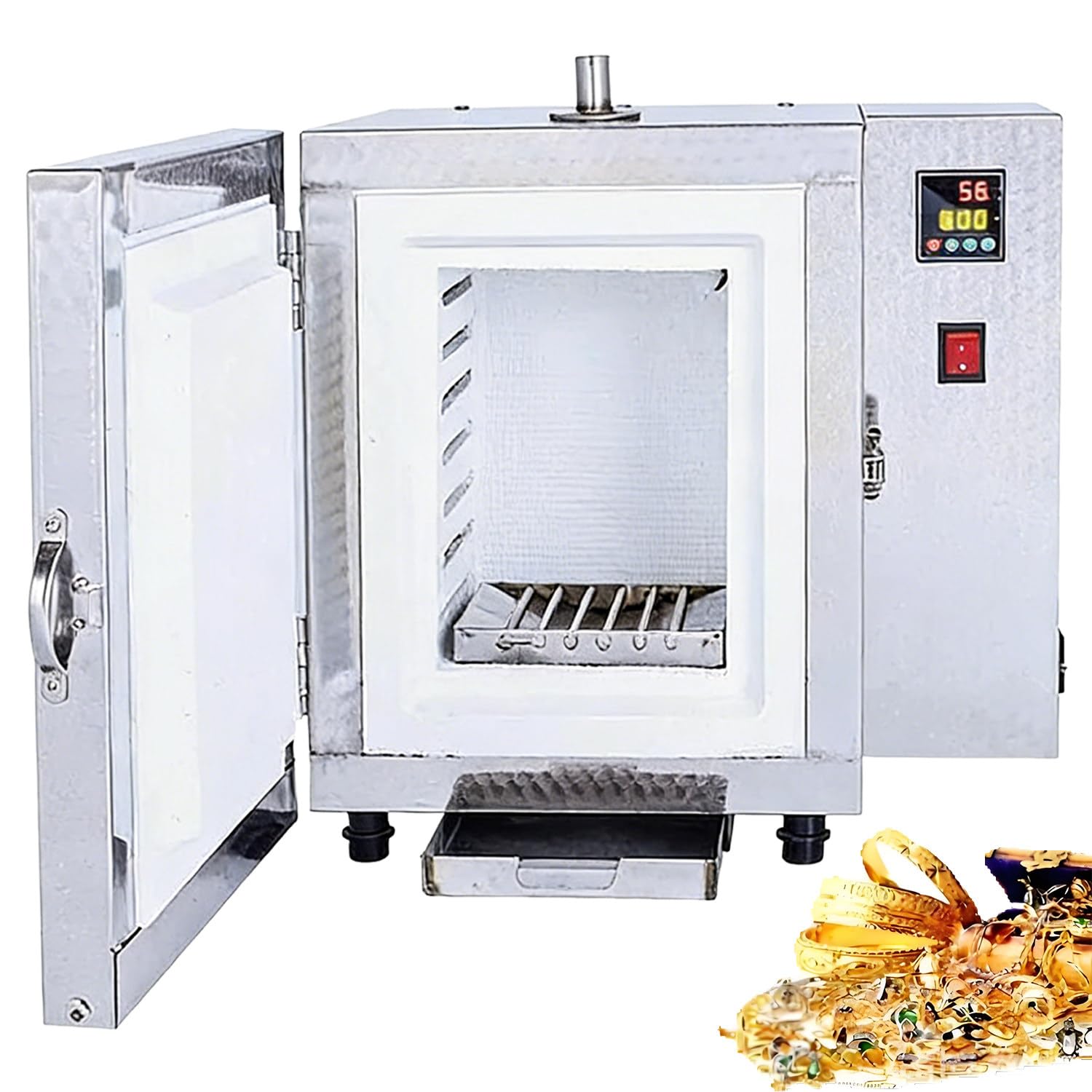 1500-W-Muffelofen, Elektrischer Schmelzofen, Mit LED-Anzeige, Vierseitiger Beheizung, Segmentierter Temperaturregelung, Max. 800 °c, Zum Brennen Von Wachs- Und Gipsformen