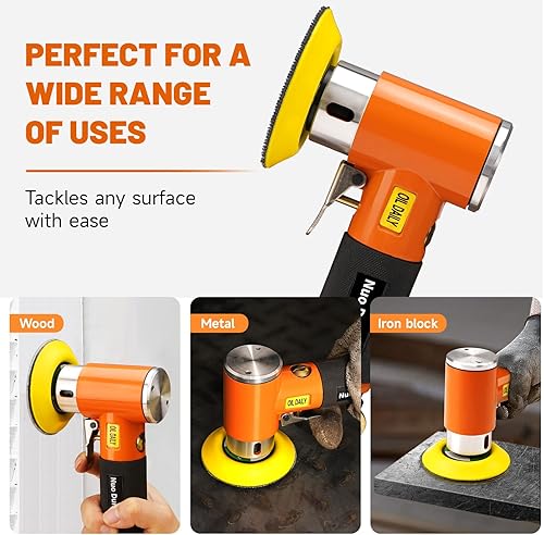 Miniatura 8 de Mini lijadora de aire orbital aleatoria de 123 pulgadas, lijadora neumática de grado industrial para trabajo de carrocería automática, con 60 discos