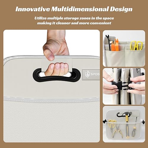 Miniatura 5 de Sposuit Organizador de maletero para automóvil, almacenamiento plegable de 70 litros con 11 bolsillos y asas reforzadas, organizadores de maletero