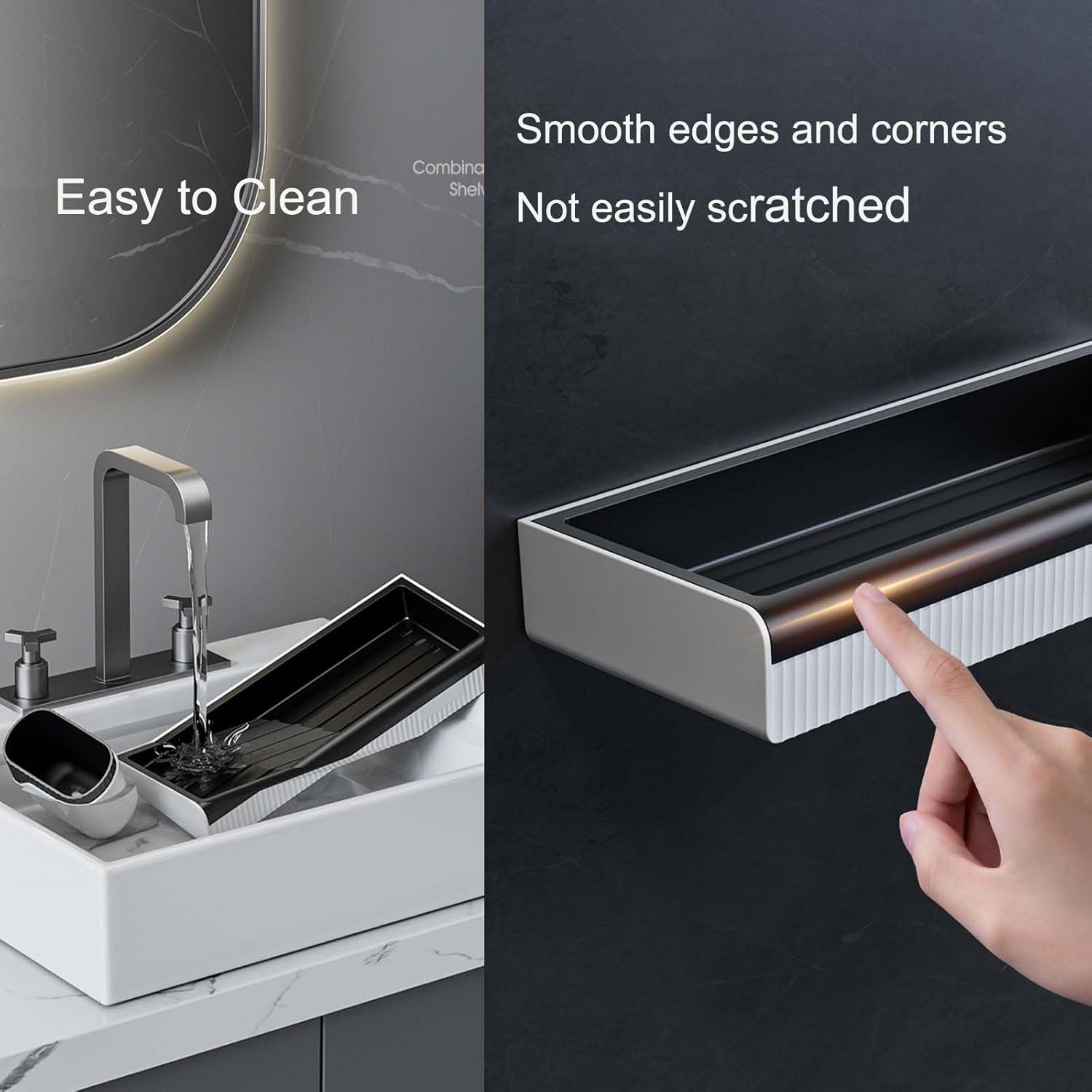 Bathroom Shelves, No Drilling Shower Shelf, Removable Bathroom Storage Caddy, Wall Mounted Shower Caddy Shelf Organizer With Self Adhesive Hooks For Kitchen,Toilet,Wash Room (White2)