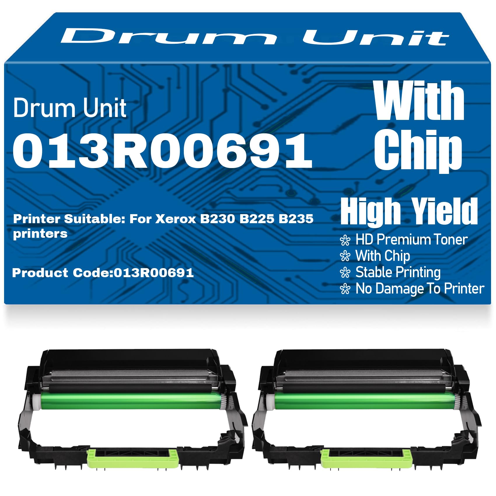 Unità tamburo di stampa compatibile 013R00691 per Xerox B230 B225 B235 Stampanti – Alta resa: 12.000 pagine,2PC-Black