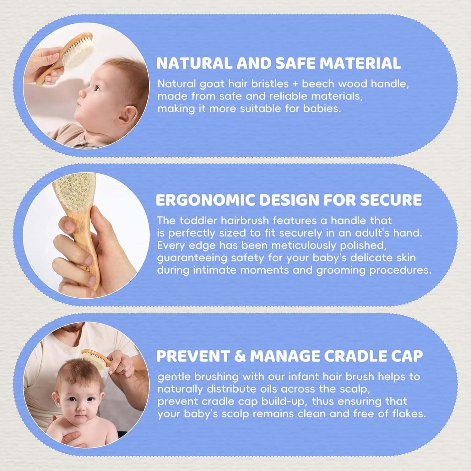 DEBETOOL 2-Pack Baby Hair Brush with Soft Bristles - Natural Wooden Baby Brush for Newborns & Infants Gentle Scalp, Perfect Baby Registry & Shower Gift