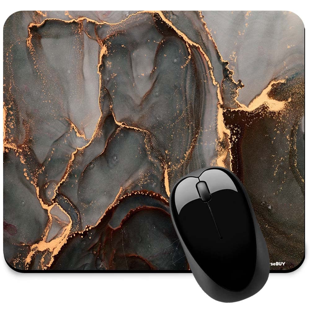 FirseBUY Marble Pattern Rectangle Mouse Pad, Dark Grey Marble Textured Mouse Mat, Washable Mousepads with Lycra Cloth, Non-Slip Rubber Base, 9.1"x7.48"x0.12" Inch (Dark Grey)