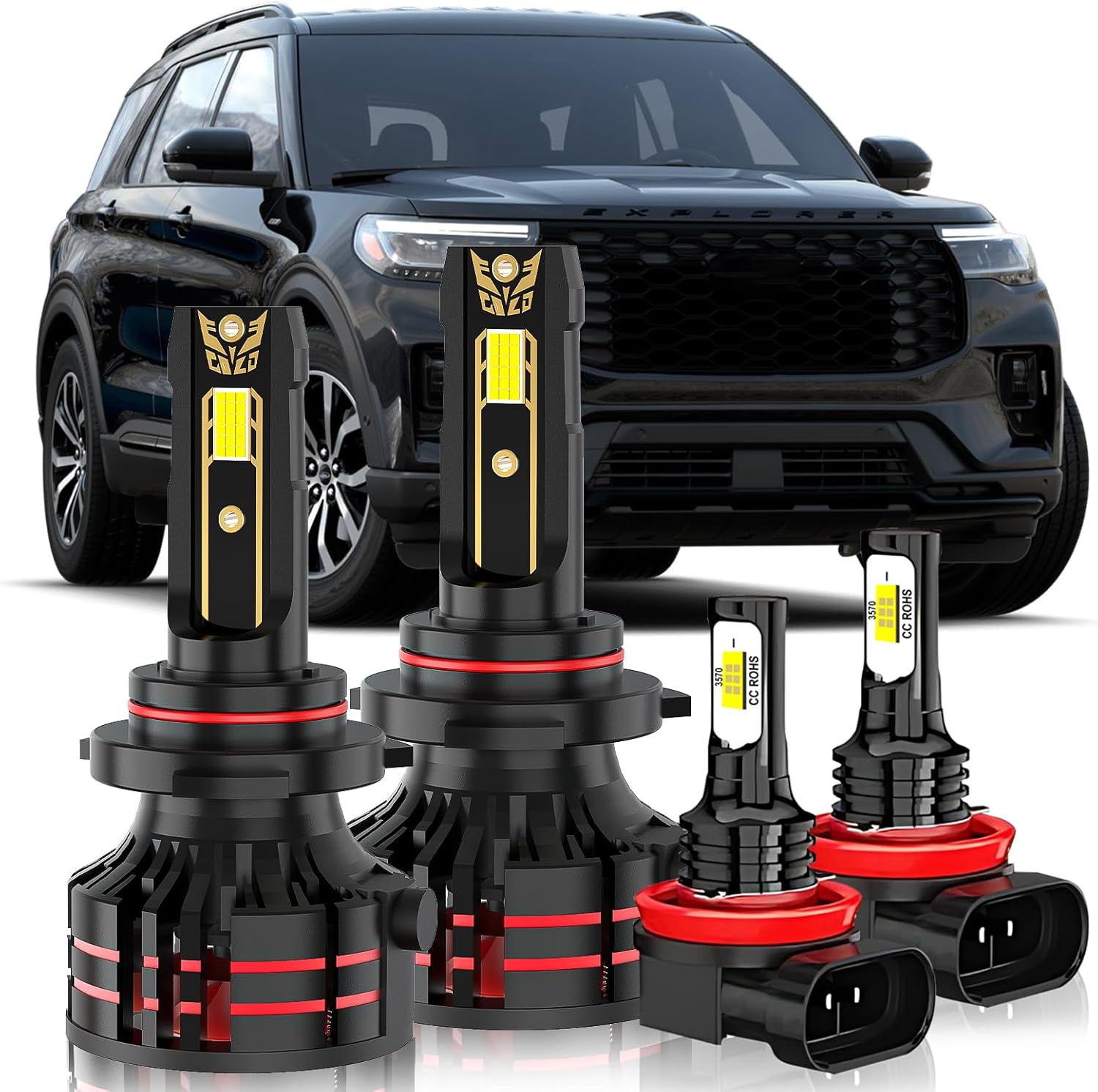 Upgraded Light Bulbs Kit Compatible For Ford Explorer 2011-2015, 6500K White Plug-and-Play Super Bright Lights Bulbs - 4Pack