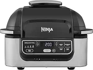 Ninja Foodi Grill &amp; Air Fryer [AG301EU] 4 Portions, Ceramic Non-Stick Coating, 1760W, ‎5.8 L, Silver and Black