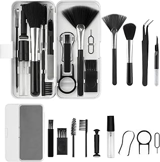 مجموعة تنظيف إلكترونية من سيمبيك، مجموعة تنظيف الكيبورد 18 في 1 مع فرشاة، مجموعة تنظيف الشاشة متعددة الوظائف للتابلت والموبايل والكمبيوتر وشاشة الكمبيوتر واللاب توب، قلم تنظيف للكاميرا وسماعة الرأس