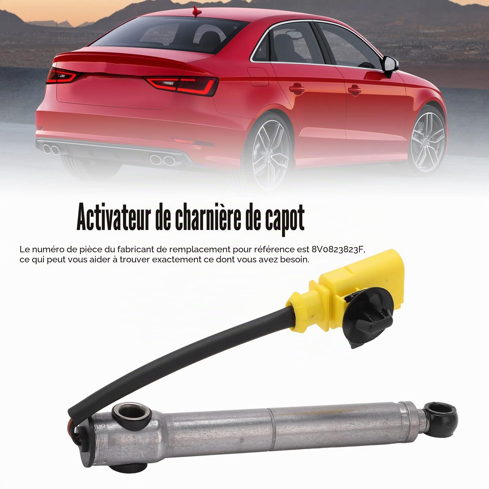 Aramox Activateur De Charnière De Capot Avant 3 Broches 8V0823823F Remplacement Haute Performance Pour A3 8V 2013-2016 Actionneur De Capot Actif
