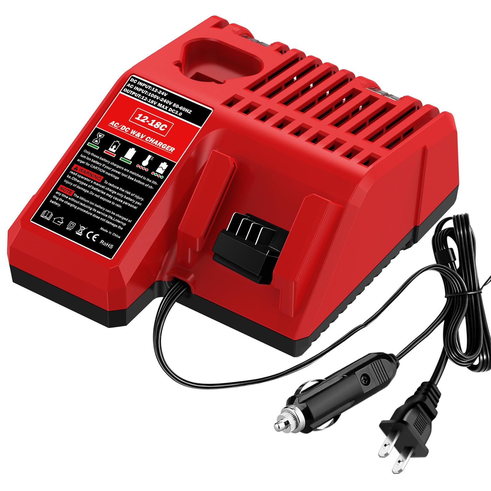 JREDK for M12 & for M18 Multi-Voltage Charger Station for Milwaukee 12V-18V Batteries, 3A…
